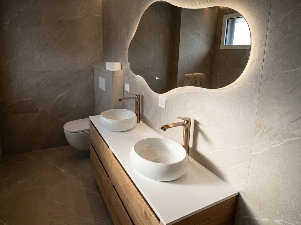 Intérieur de la salle de bains moderne avec wc